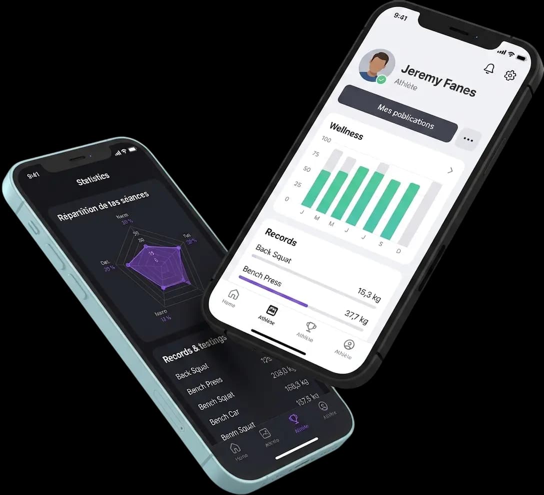 The WIBOCK athlete app shown on two phones